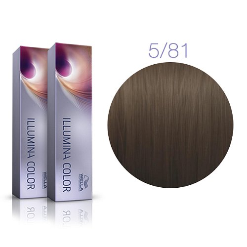 Стойкая крем-краска 5/81 Светло - коричневый жемчужно - пепельный - Wella Professional Illumina Color 5/81 60 ml