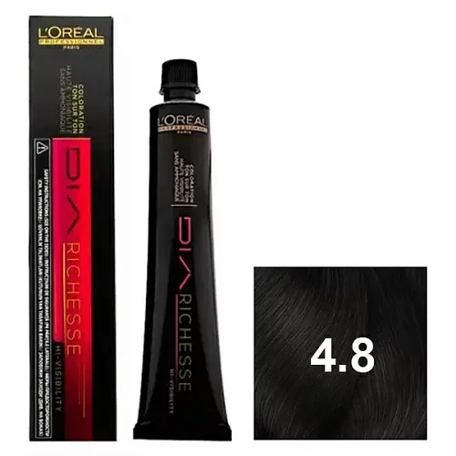 Стойкая крем-краска для окрашивания шатен мокка - Loreal Professionnel Dia Richesse 4.8