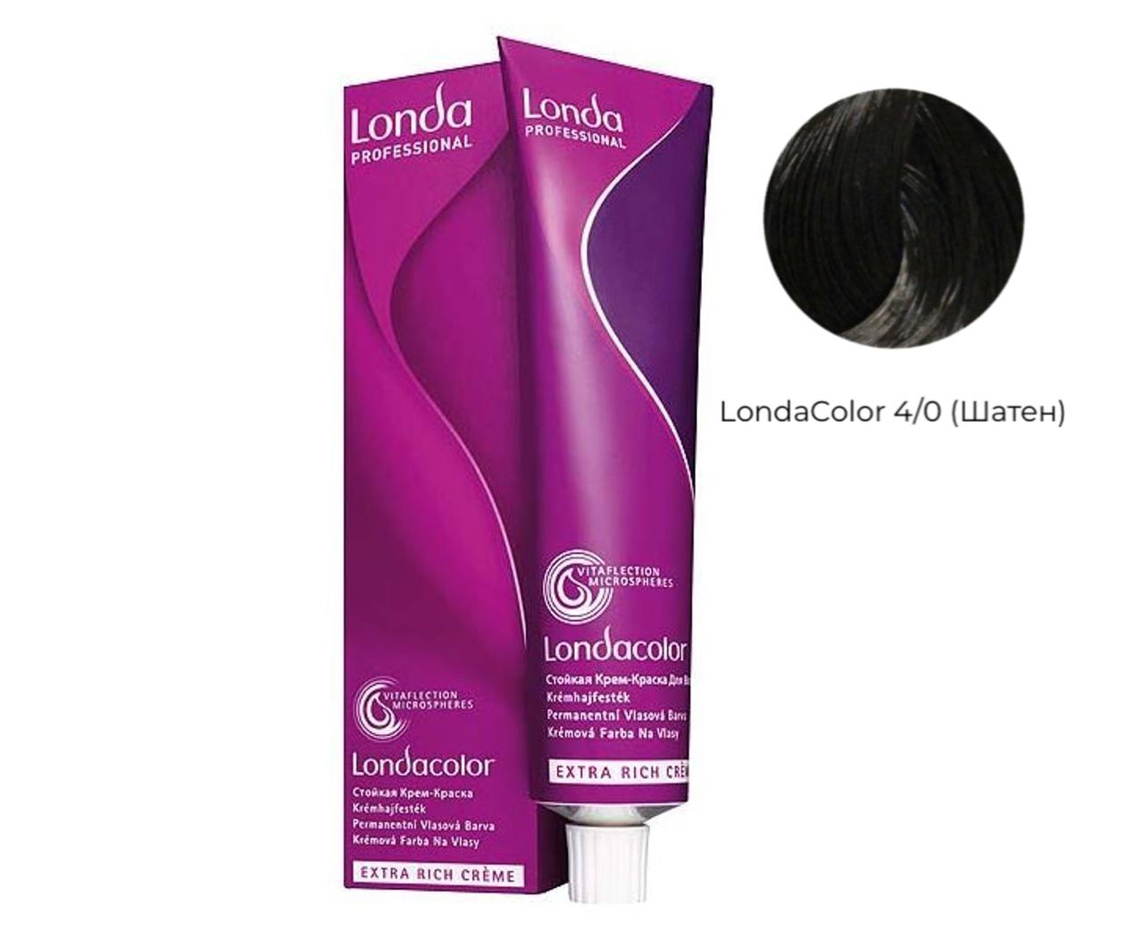 Стойкая крем-краска для волос Шатен - Londa Professional Permanent Extra Rich 4/0  60ml