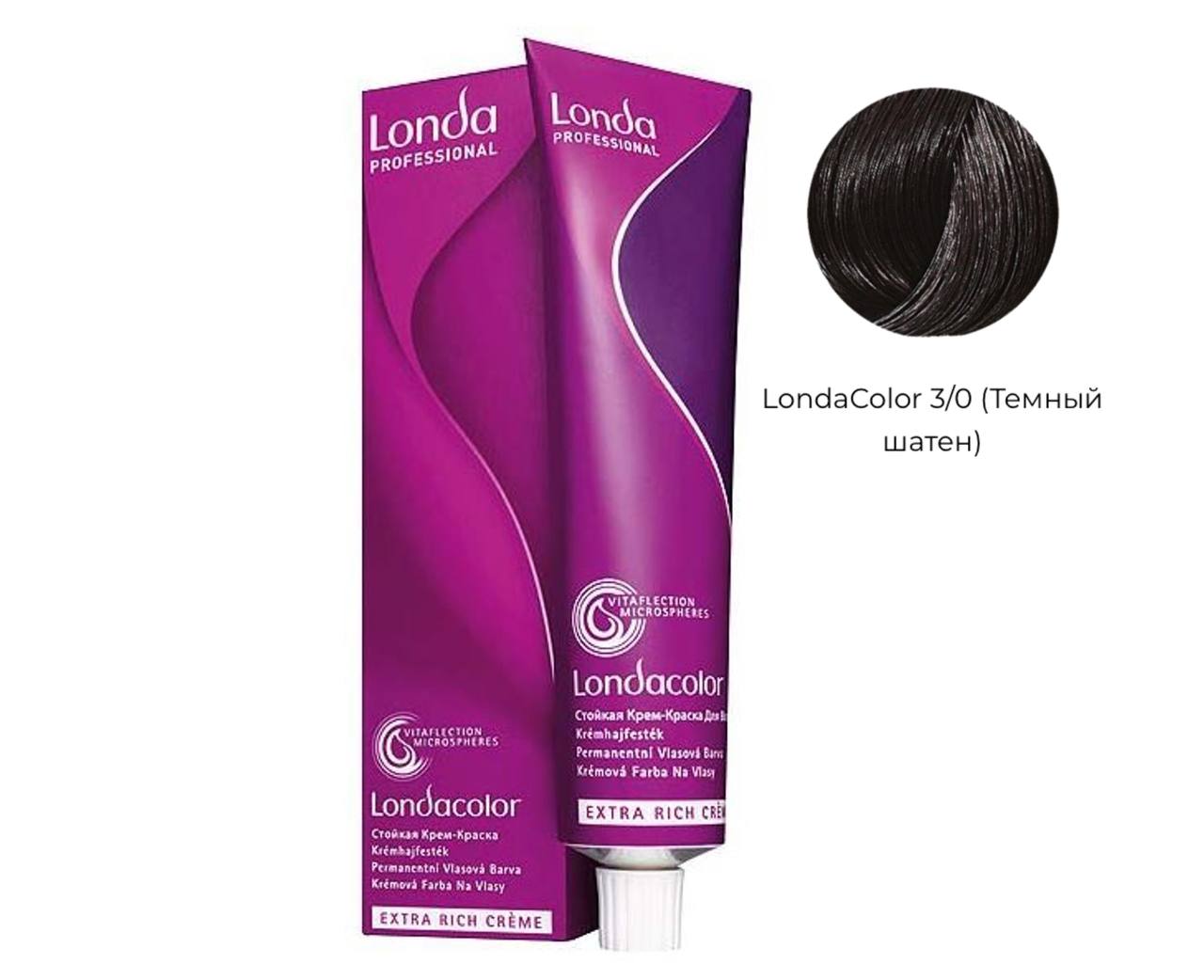 Стойкая крем-краска для волос Темный шатен - Londa Professional Permanent Extra Rich 3/0 60ml