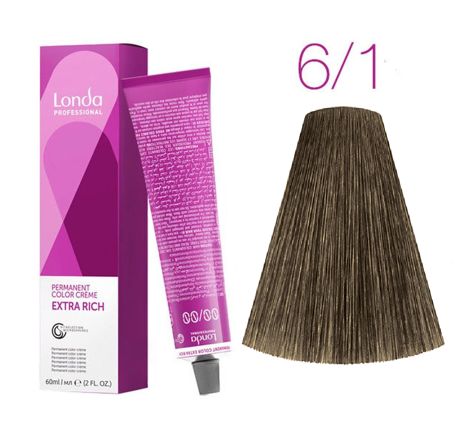 Londa Professional Стойкая крем-краска Londacolor Creme Extra Rich, 6/1 темный блонд пепельный 60 ml