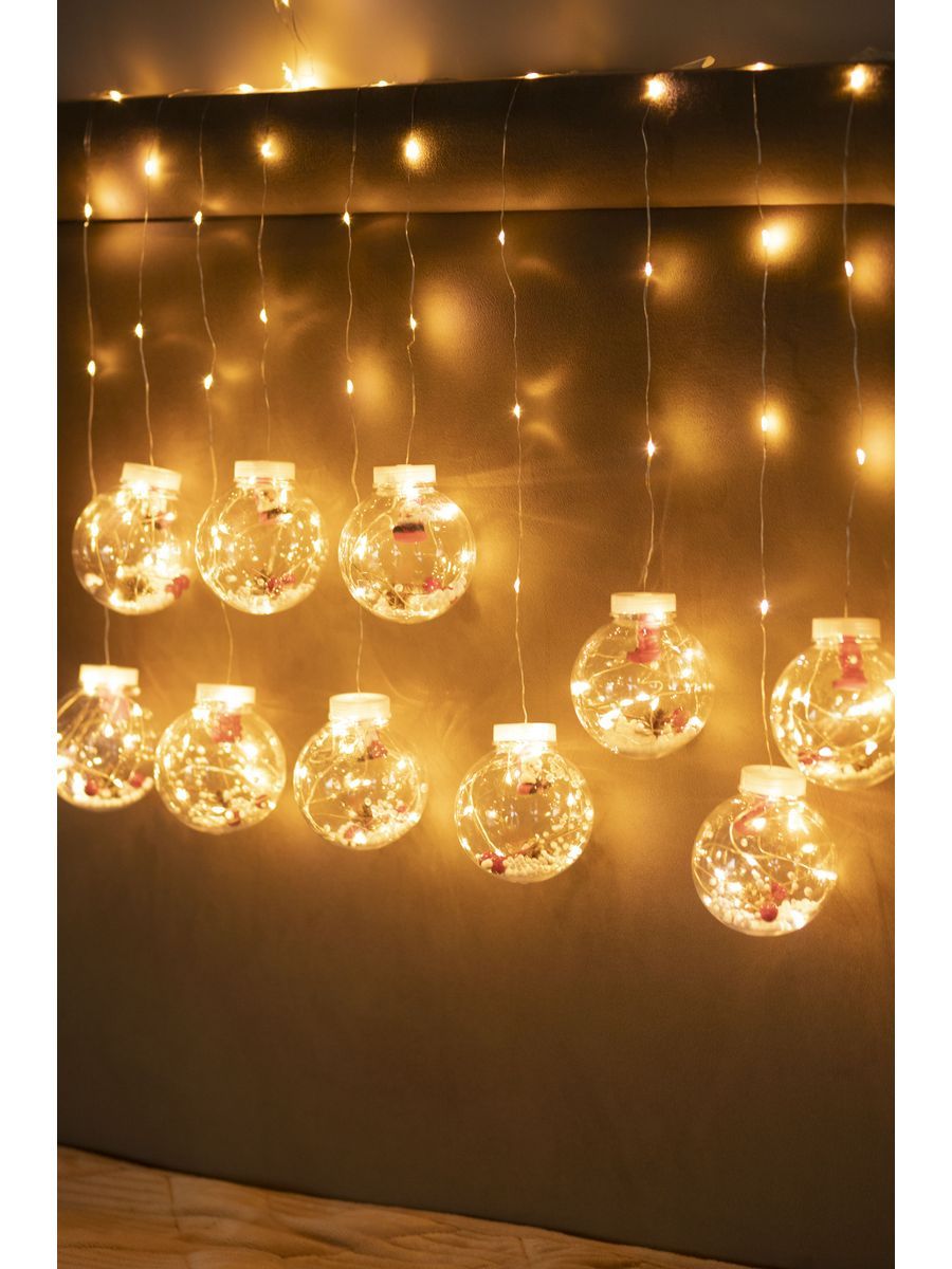 Светодиодная гирлянда шары с дедом морозом, 3 метра (LED wishing ball light string)