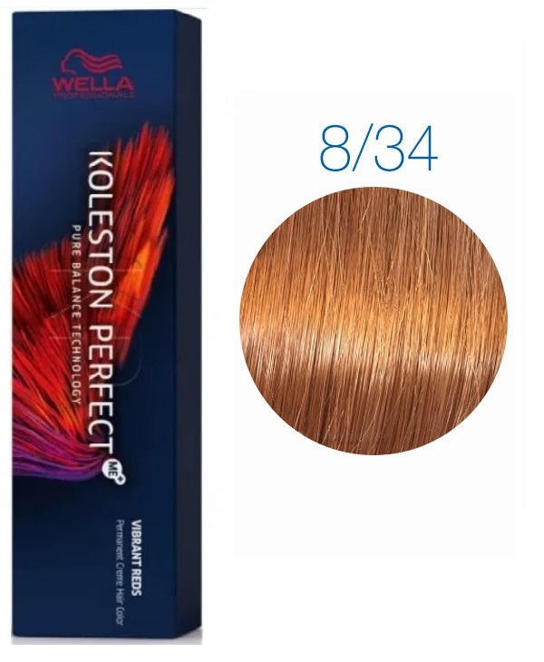 Стойкая крем-краска 8/34 Светлый блонд золотисто-красный - Wella Professional Koleston Perfect 8/34