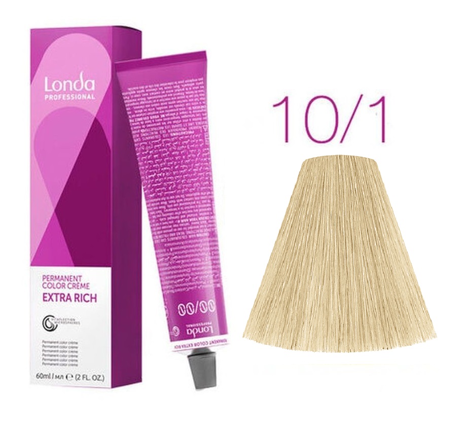 Londa Professional Стойкая крем-краска Londacolor Creme Extra Rich, 10/1 яркий блондин пепельный, 60 мл