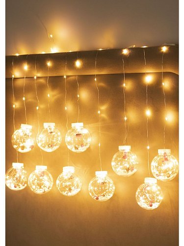 Светодиодная гирлянда шары с дедом морозом, 3 метра (LED wishing ball light string)