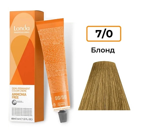 Деми-перманентная крем-краска блонд - Londa Professional Ammonia-free 7/0 60 мл