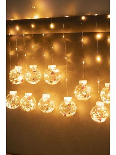 Светодиодная гирлянда шары с дедом морозом, 3 метра (LED wishing ball light string)