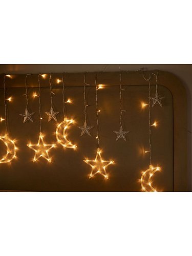 Светодиодная гирлянда шторка-светильник луна и звезды, 3,5 м (LED star moon curtain light)