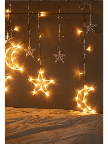 Светодиодная гирлянда шторка-светильник луна и звезды, 3,5 м (LED star moon curtain light)