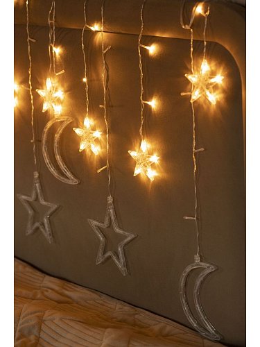 Светодиодная гирлянда шторка-светильник луна и звезды, 3,5 м (LED star moon curtain light)