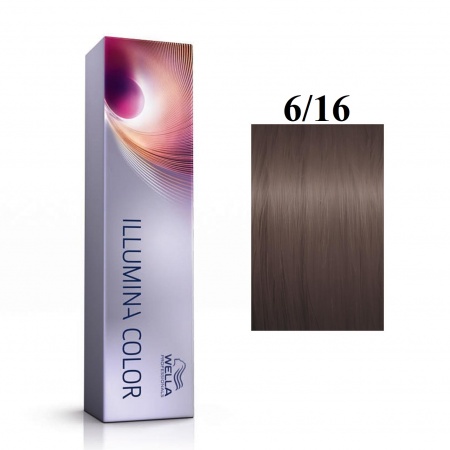 Стойкая крем-краска 6/16 Темный блонд пепельно-фиолетовый - Wella Professional Illumina Color 6/16 60 ml