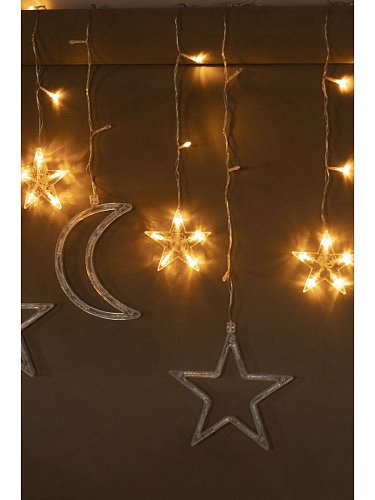 Светодиодная гирлянда шторка-светильник луна и звезды, 3,5 м (LED star moon curtain light)