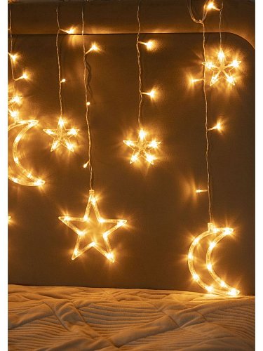 Светодиодная гирлянда шторка-светильник луна и звезды, 3,5 м (LED star moon curtain light)