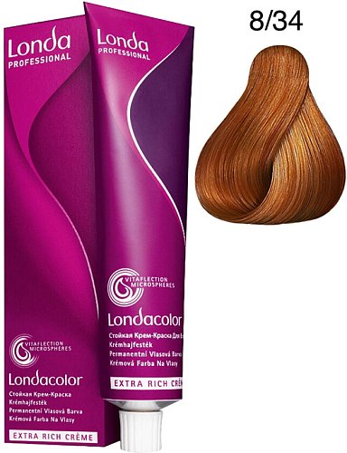 Londa Professional Стойкая крем-краска Londacolor Creme Extra Rich светлый блонд золотисто-медный 8/34